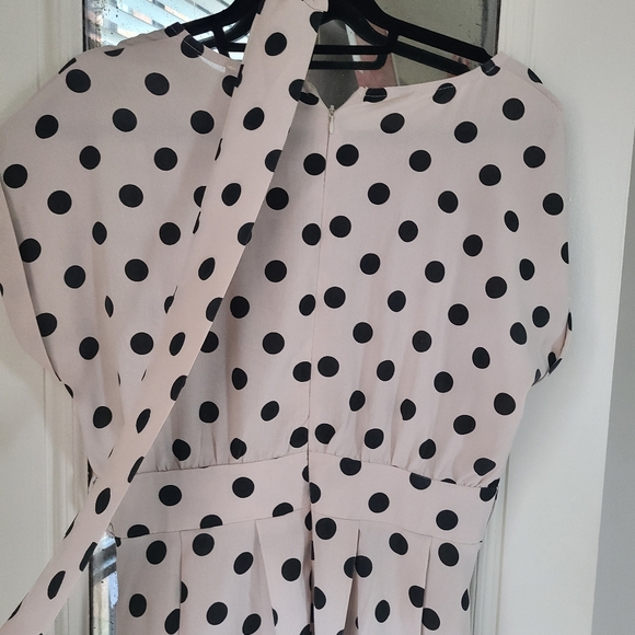 Retro polka dot dress - tan and black - Picture 9 of 9